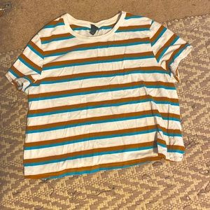 Striped with white blue and brown